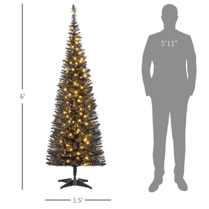 English Elm Homcom 5' Pre-Lit Slim Noble Fir Christmas Tree With 160 Warm White Leds - Ideal Space-Saving Decor W2225P249656
