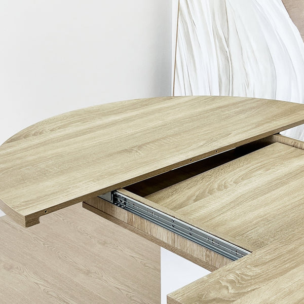 English Elm Dining Farmhouse Expandable Oval Table 59"x43" with Removable Leaf, X-Base, White Oak Finish, Seats 6 W1347P246823