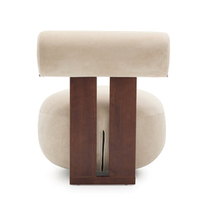 English Elm Modern Sculptural Velvet Accent Chair with Solid Wood Legs for Eclectic Living Spaces Light Brown,Walnut N776P420637B