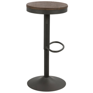 English Elm Dakota Industrial Adjustable Barstool Set Of 2 - Stylish Brown & Grey Swivel Stools For Modern Spaces B202P222405