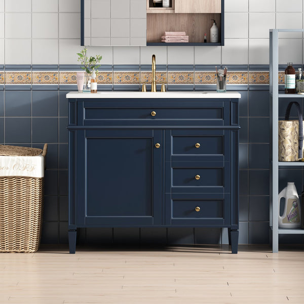 English Elm 36'' Modern Bathroom Vanity With Storage, Elegant Single Sink Design, 2 Drawers & Tip-Out Drawer N710S136004C