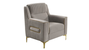 English Elm Ruby Upholstered Accent Chair with Birch Frame Gold Legs and Pocket Coil Comfort Taupe B009P447503