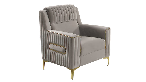 English Elm Ruby Upholstered Accent Chair with Birch Frame Gold Legs and Pocket Coil Comfort Taupe B009P447503