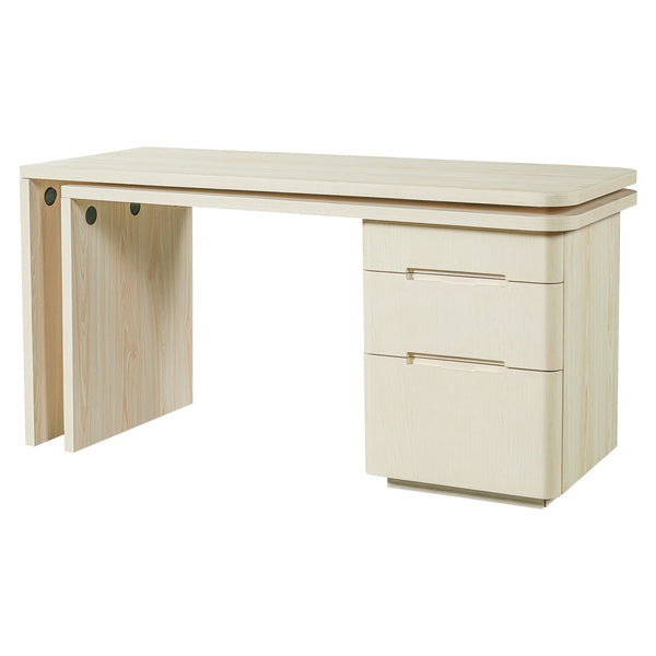 English Elm 90" Rotating L-shape Executive Desk Natural Melamine Mdf Surface Three Drawers Home Office Natural Wood N751S383638K
