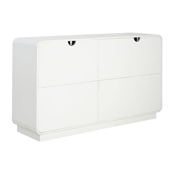 English Elm Modern White Sideboard with Soft Close Drawers and Doors for Dining or Living Rooms N779P373190W_N779P373191W
