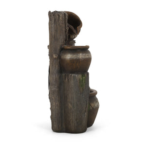 English Elm Christopher Knight Home® - 19.75" Weather-Resistant 3-Tier Floor Fountain with LED Base Light, Stone-Look Polyresin Outdoor Decor 71793.00BGRY