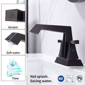 English Elm 2-Handle Bathroom Sink Faucet In Oil Rubbed Bronze - Modern 4-Inch Centerset Lavatory Faucet Set T3177P277477