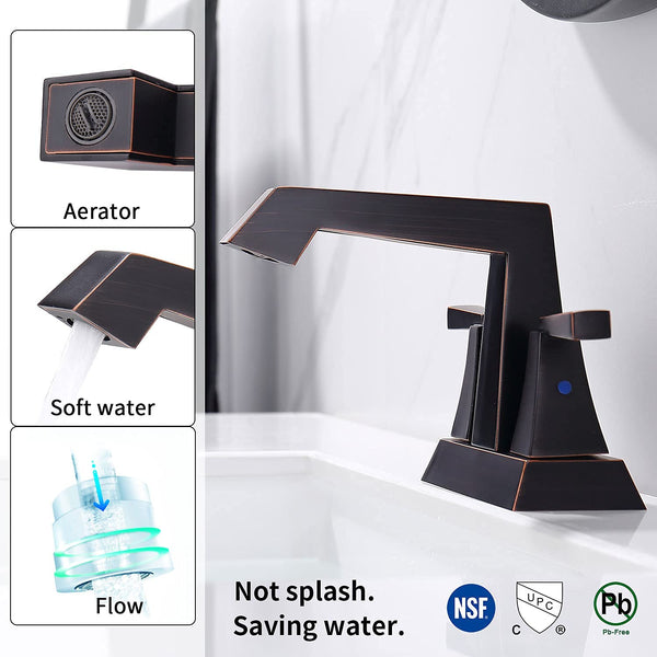 English Elm 2-Handle Bathroom Sink Faucet In Oil Rubbed Bronze - Modern 4-Inch Centerset Lavatory Faucet Set T3177P277477