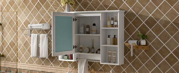 English Elm 3-in-1 Wall Mounted Bathroom Medicine Cabinet with Soft Close Mirror and Towel Bar White N710P358613K