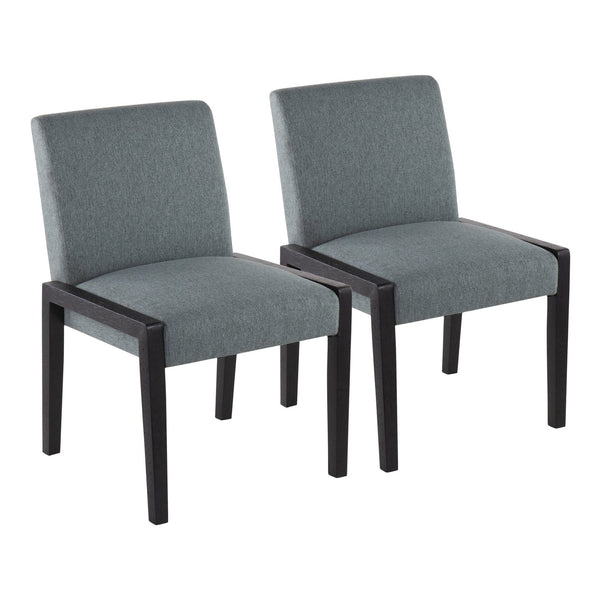 English Elm Carmen Contemporary Dining Chair Set Of 2 - Teal Fabric & Black Wood Frame For Modern Spaces B202S01317