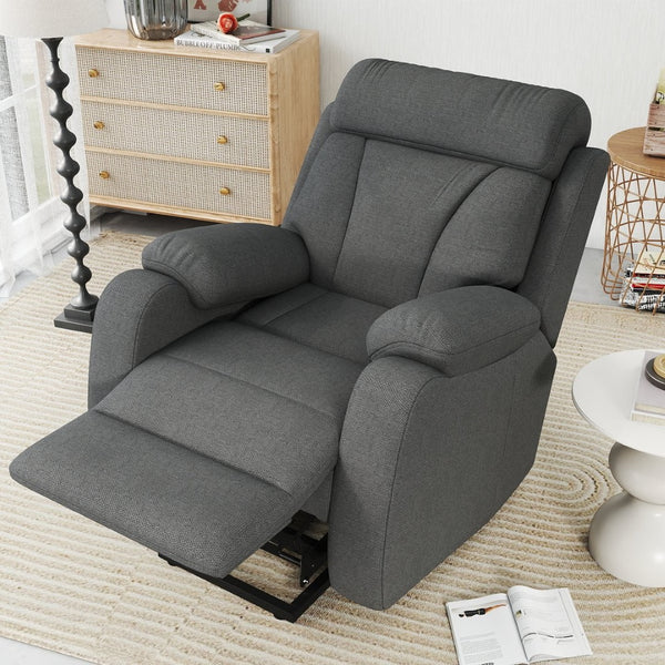 English Elm Power Lift Recliner For Seniors – Compact Electric Chair In Dark Gray Snowflake Velvet, Remote Control W1028S00052-GIGA