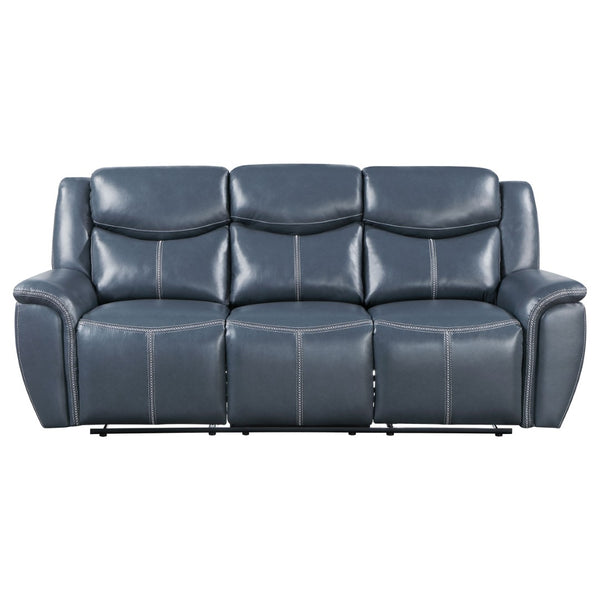 English Elm Stanwicke Blue Motion Reclining Sofa With Drop-Down Table: Modern Comfort & Elegant Design B062P354055-GIGA