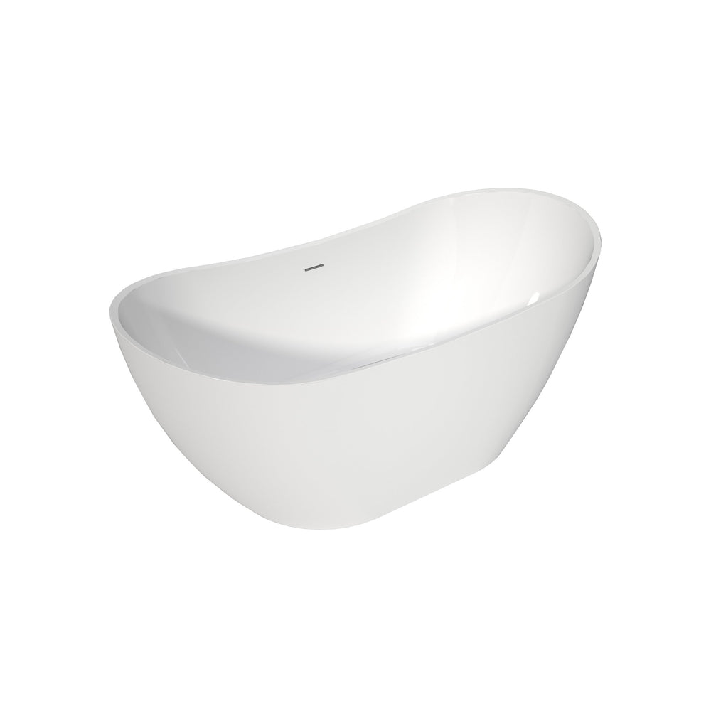 English Elm 60×29 Acrylic Freestanding Soaking Tub Oval Gloss White Spa Style Bathroom Centerpiece T3785P380650