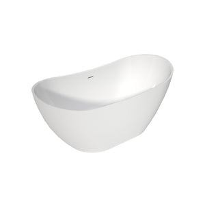 English Elm 60×29 Acrylic Freestanding Soaking Tub Oval Gloss White Spa Style Bathroom Centerpiece T3785P380650