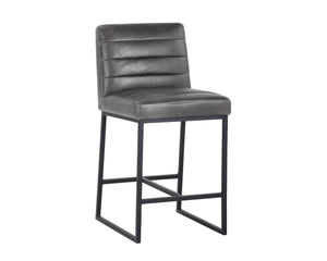 Sunpan SPYROS Counter Stool - Contemporary Industrial Design with Durable Faux Leather and Sturdy Frame Grey 103897V
