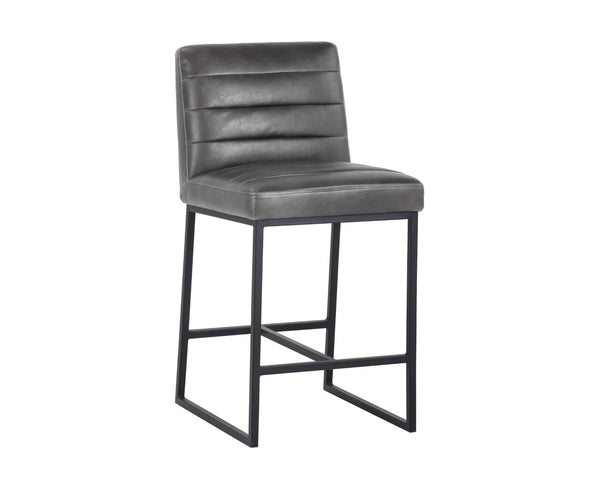 Sunpan SPYROS Counter Stool - Contemporary Industrial Design with Durable Faux Leather and Sturdy Frame Grey 103897V