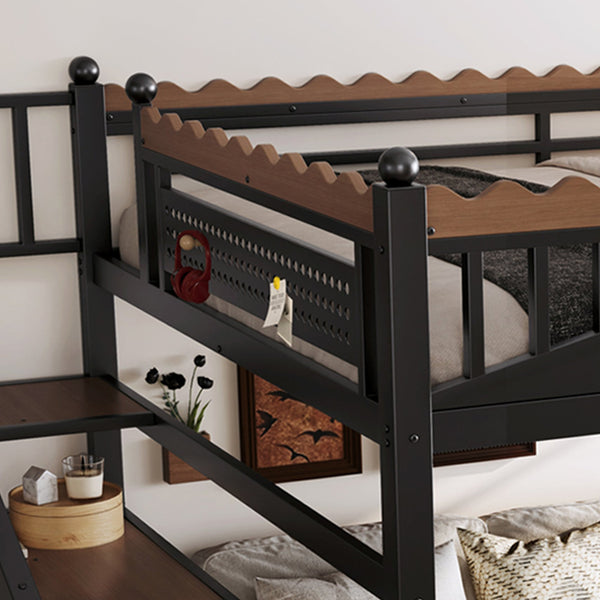 English Elm Twin Xl Metal Loft Bed with Stair Storage Shelves Sturdy Steel Frame for Dorms W1580S00379