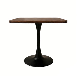 English Elm Square Tulip Pedestal Bistro Table Walnut Finish Mid Century Style for Compact Spaces W2641P460034