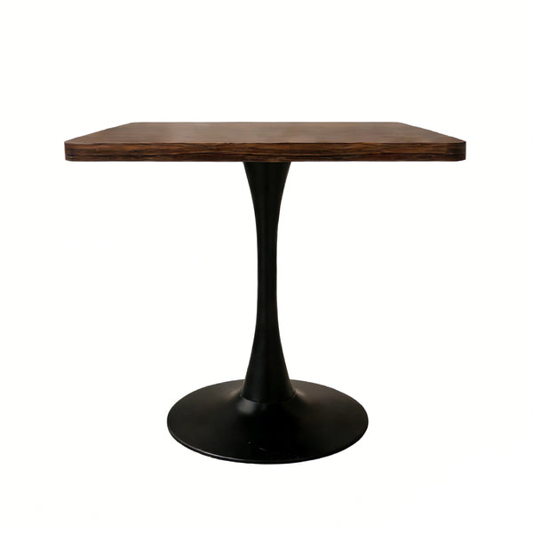 English Elm Square Tulip Pedestal Bistro Table Walnut Finish Mid Century Style for Compact Spaces W2641P460034