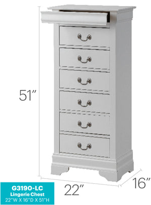English Elm Louis Elegant Curved-Molding Chest with Carved Base, Dovetail Drawers for Smooth, Space-Saving Storage White 53 L x 24 W x 19 H B078118391