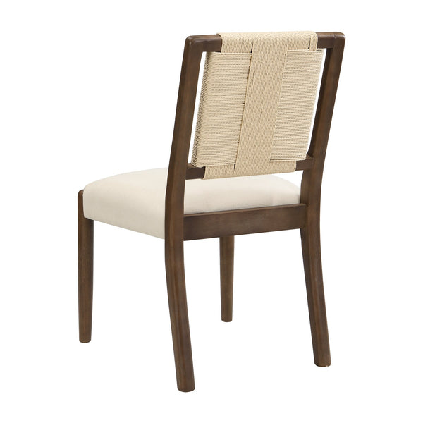 English Elm Christopher Knight Home® - Upholstered dining chair with woven rope backrest set of 2 - elegant curved weave, sturdy rubberwood frame and easy assembly Beige,Walnut N771P361494T