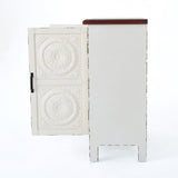 Christopher Knight Home® - Noble House - Alana Farmhouse Distressed Firwood Cabinet with Carved Panels, White and Brown