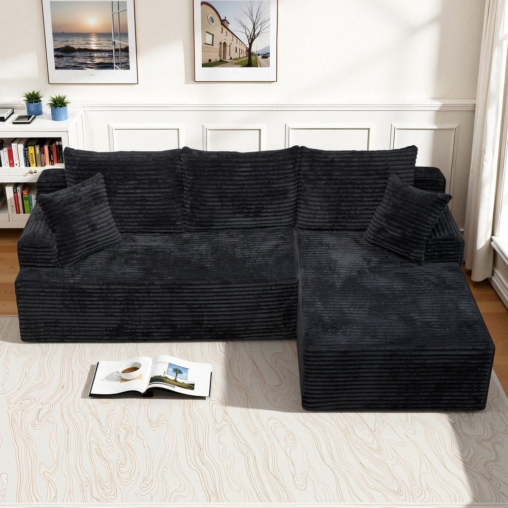 English Elm Modern Chenille Sectional Sofa with Chaise Modular L Shaped Living Room Seating W3653P443441