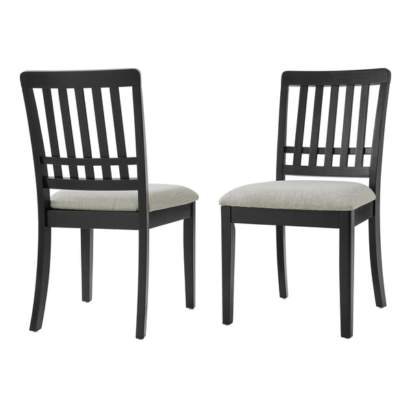 English Elm 2-piece Scandinavian Rubberwood Dining Chair Set with Curved Backrest and Padded Fabric Seat Black N752P405934B