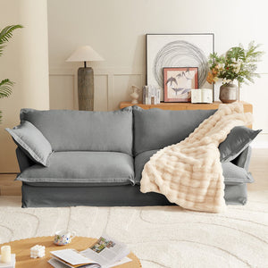 English Elm 87.4'' Modern Comfy Upholstered Sofa Cloud Couch with Deep Seats, Removable Covers, Plush Pillows, Grey W2357P254994