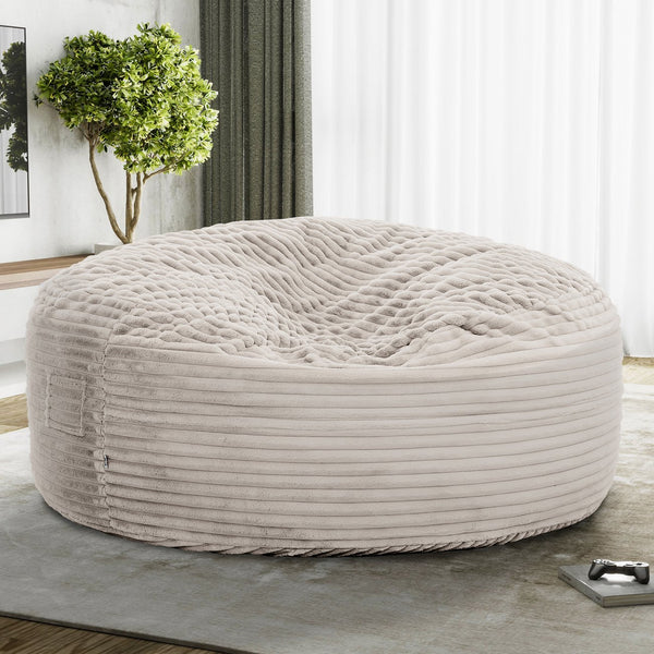 English Elm Classic 60 in Corduroy Memory Foam Bean Bag Lounger – Giant Round Sofa Chair, Plush Taupe Seat B011P206740