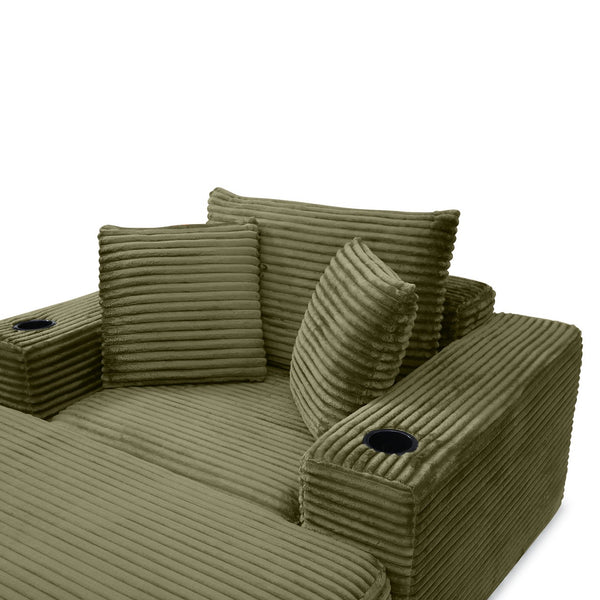English Elm 52.4'' Boneless Foam Chaise Lounge Convertible Corduroy Sofa Bed for Living Room Green W1117P410665