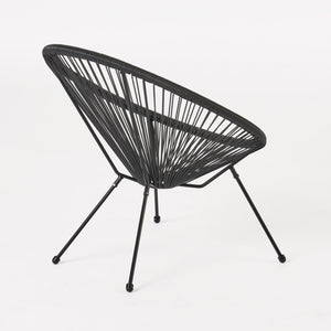 English Elm Anson Outdoor Accent Chairs Set of 2 Woven Rattan Basket Seat Patio Lounge Pair Black N773P404950B