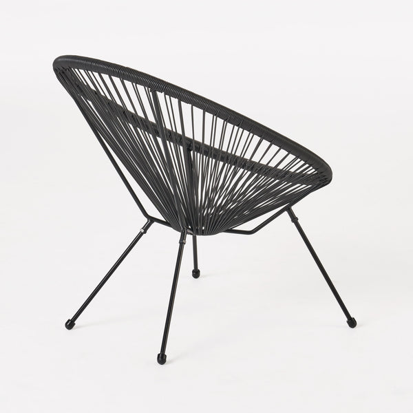English Elm Anson Outdoor Accent Chairs Set of 2 Woven Rattan Basket Seat Patio Lounge Pair Black N773P404950B