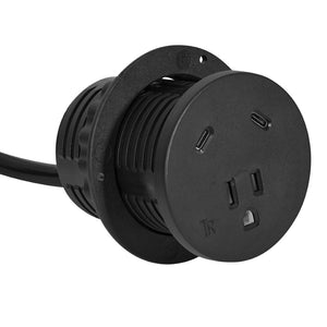 OSP Home Furnishings Grommer 65w Usb-c Grommet Charger for Desks with Tool-free Plug-and-play Setup Black PM7102B