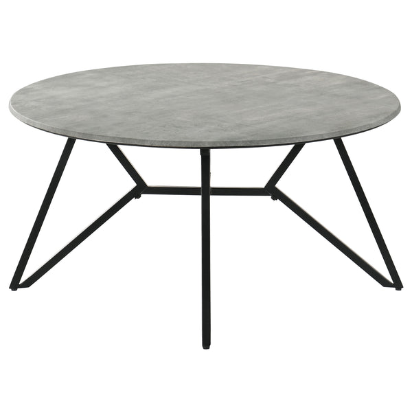 English Elm Travis Cement & Gunmetal Round Top Coffee Table — Industrial Minimalist 36" Modern Accent Table B062P333449