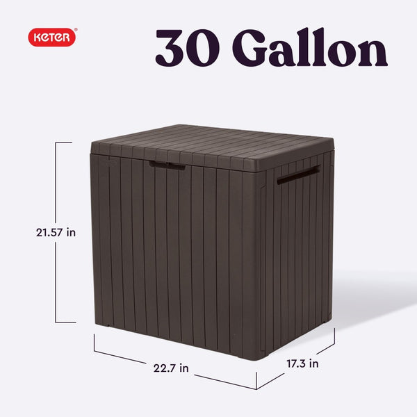 English Elm 30 Gallon Resin Deck Box Weatherproof Lockable Outdoor Patio Storage Container W2181P484988