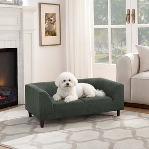 English Elm Pet Sofa with Linen Upholstery Rubberwood Frame Modern Dog Couch for Living Room W487P416732