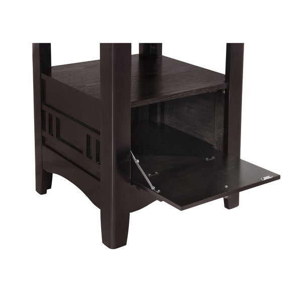 English Elm Danford Espresso Pedestal Counter Dining Set with Storage Base and Leatherette Stools B062S01104
