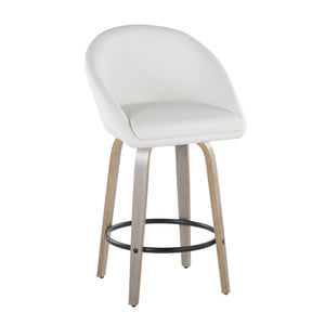 English Elm Fixed-height Swivel Counter Stools with Faux Leather Seats and Chrome Footrest Set of 2 White B202S01839