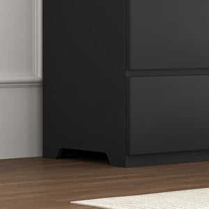 English Elm 12 Drawer Wide Double Dresser Modern Symmetrical Wood Storage Chest for Bedroom Black W409S00016