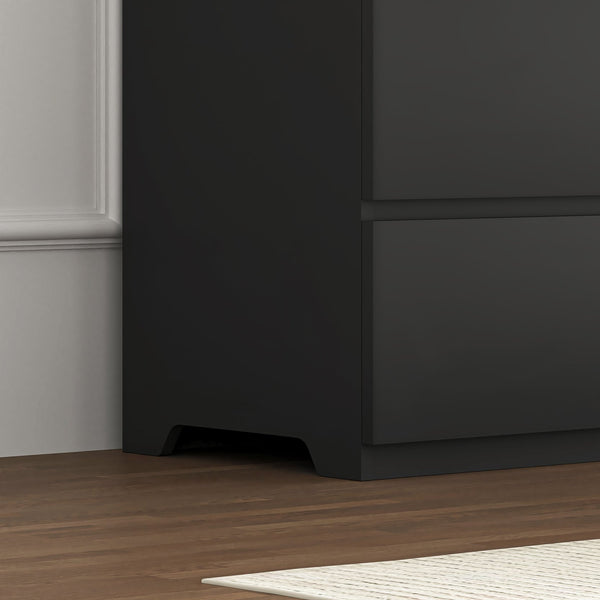 English Elm 12 Drawer Wide Double Dresser Modern Symmetrical Wood Storage Chest for Bedroom Black W409S00016