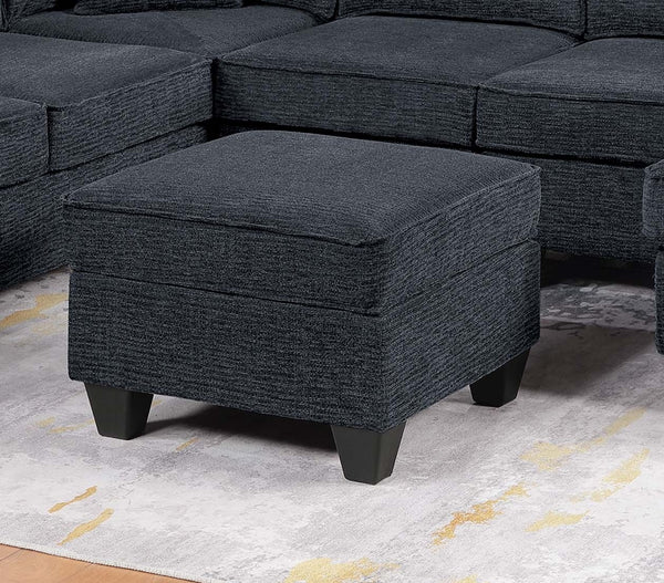 English Elm Contemporary Chenille U-shape Sectional with Usb Charging Chaise and Ottoman Included Black,Slate B011S02189
