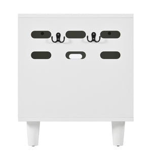 English Elm Modern Wood Cat Cabinet with Sisal Scratcher, Magnetic Litter Box Enclosure with Storage & Hooks, Cream White N843P252373C