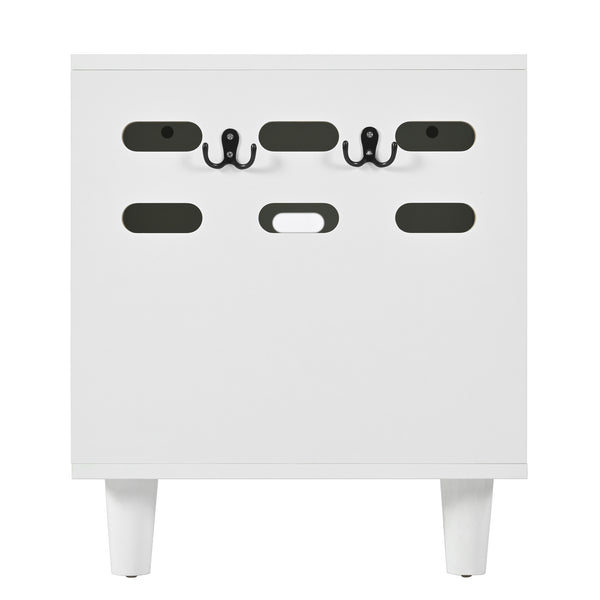 English Elm Modern Wood Cat Cabinet with Sisal Scratcher, Magnetic Litter Box Enclosure with Storage & Hooks, Cream White N843P252373C