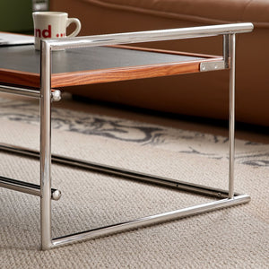 English Elm Rio Bauhaus Flip Top Coffee Table Solid Wood and Steel for Modern Apartment Living W3318P308508