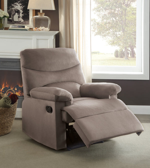 English Elm Arcadia Plush Microfiber Motion Recliner with Pillow-Top Arms, Smooth Latch Mechanism for Relaxation Light Brown 33 L x 31 W x 28 H B2726P256702