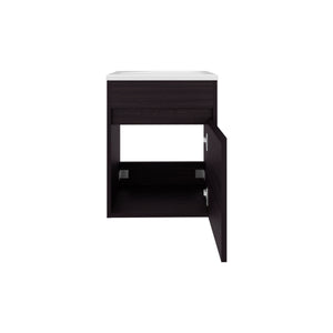 English Elm Bathroom Compact Vanity with Sink and Single Door Cabinet, Engineered Wood, Modern Minimalist Design Black 23.62 L x 20.87 W x 11.42 H B097P350312