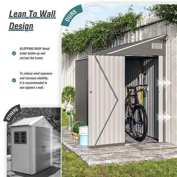 English Elm Campcraft Metal Storage Shed with Sloped Roof Ventilation and Weather Resistant Steel Panels Dark Gray W1598P283837