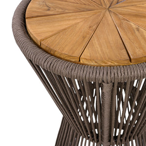 English Elm Scott Living Nara Outdoor Acacia Wood Side Tables with Woven Rope Iron Frame Set Dark Grey,Teak N770PS2354692D