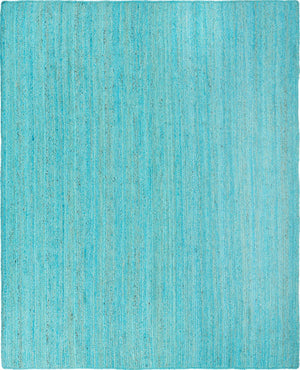 Unique Loom Braided Jute Dhaka Hand Braided Solid Rug Turquoise,  8' 0" x 10' 0"